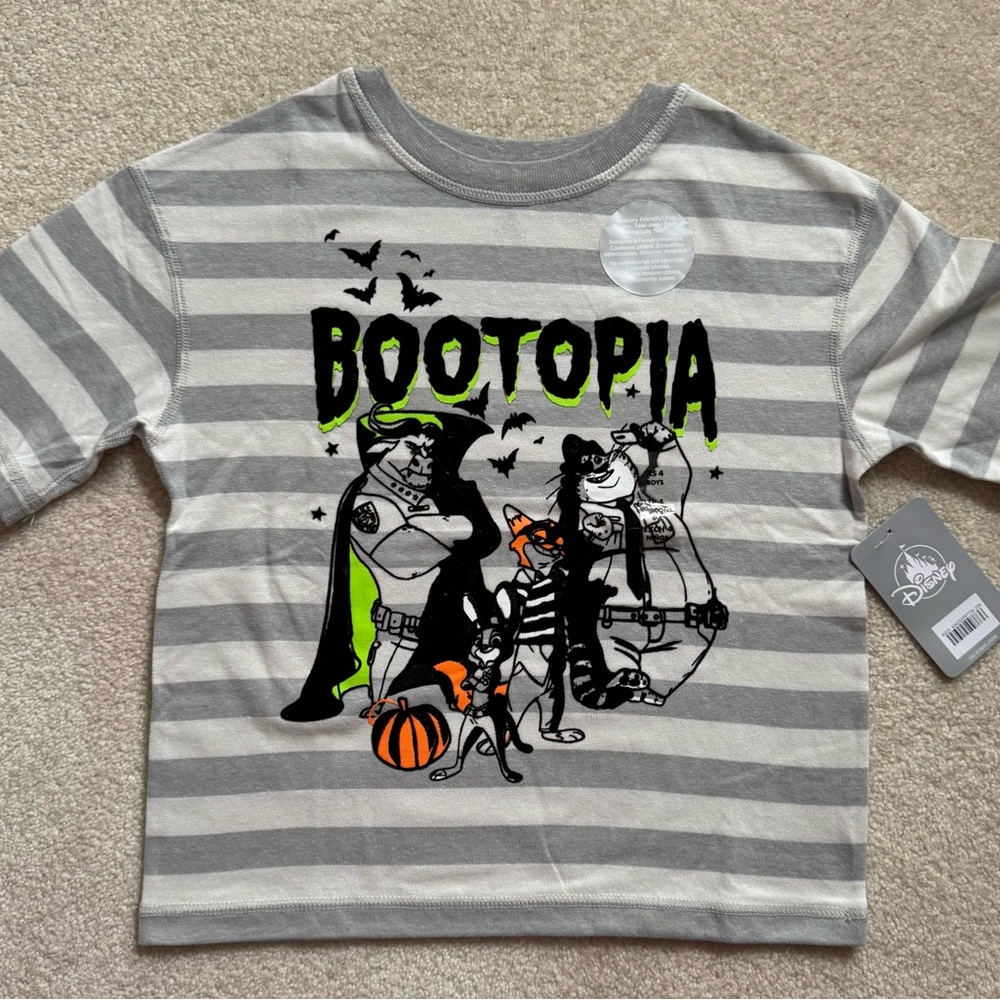 Disney Store Zootopia Gray and White Striped Kids Shirt -Youth/Toddler size 4 XS